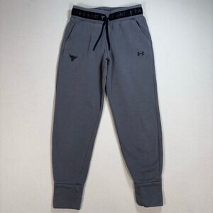 Under Armour Project Rock Charged Sweatpants Womens S Gray Loose Bull Drawstring